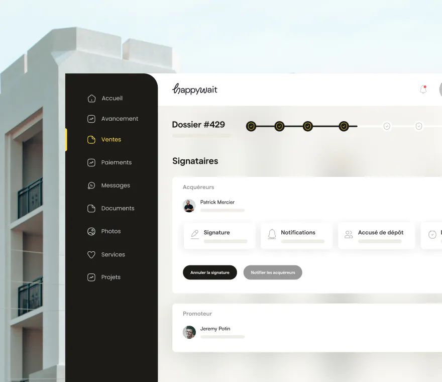 une capture d'écran d'une page web devant un immeuble